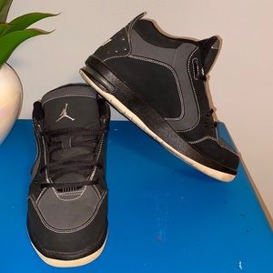 Air 1 Jordan’s  street wear size 7 youth, black, metallic and white